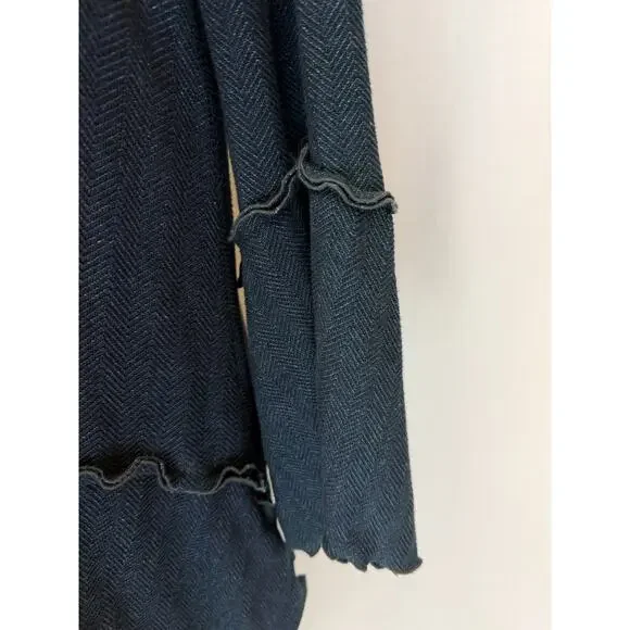 Giselle Shepatin Navy Blue Herringbone Knit Jacket Womens XL #5-0169 Art To Wear - Picture 8 of 10